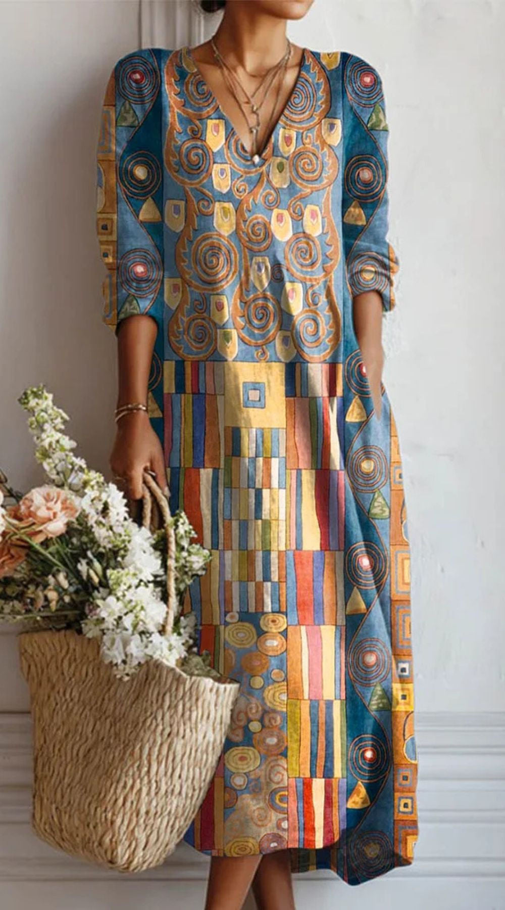 ABSTRACT PRINT DRESS FOR WOMEN