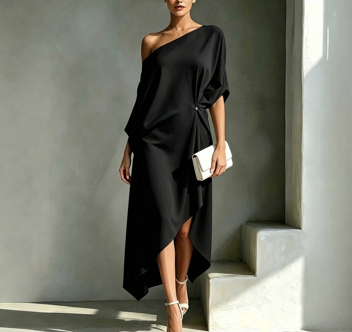 ASYMMETRIC FLOWING DRESS FOR WOMEN