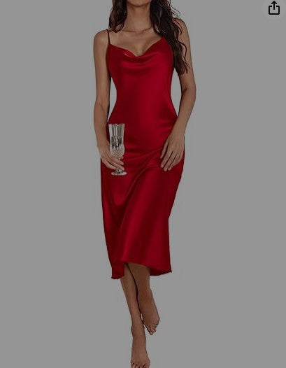 SATIN MIDI DRESS FOR WOMEN