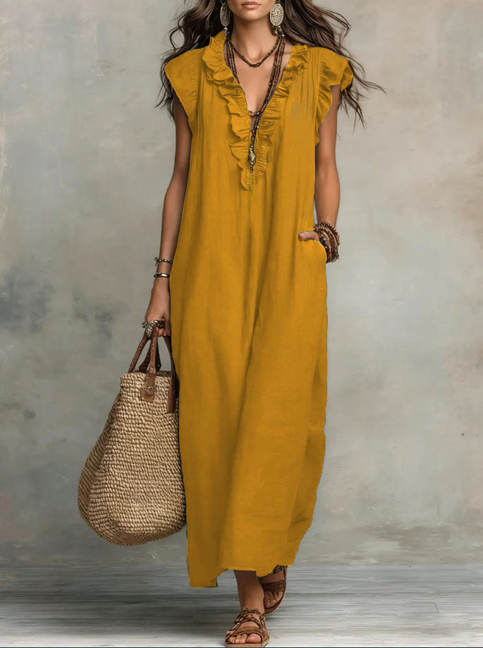 FLOWING LINEN DRESS FOR WOMEN
