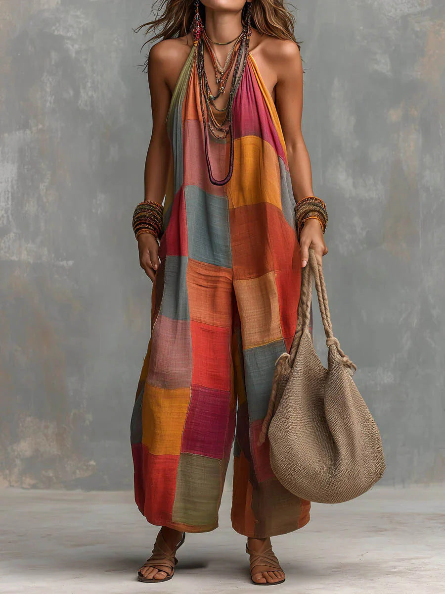 PATCHWORK BOHO JUMPSUIT FOR WOMEN
