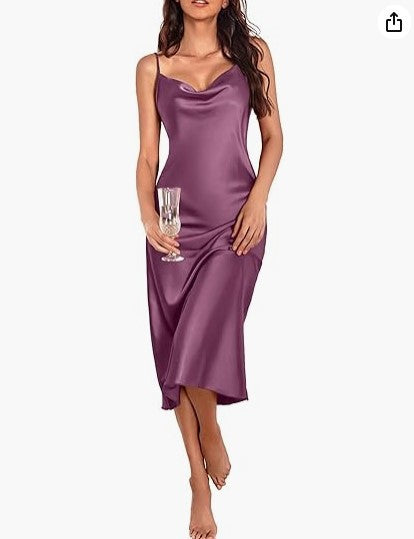 SATIN MIDI DRESS FOR WOMEN