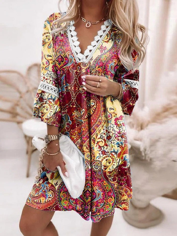 V-NECK ELEGANT DRESS FOR WOMEN