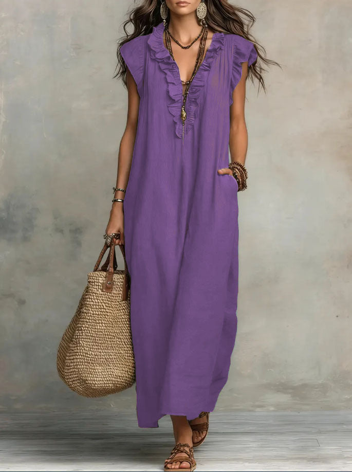 FLOWING LINEN DRESS FOR WOMEN