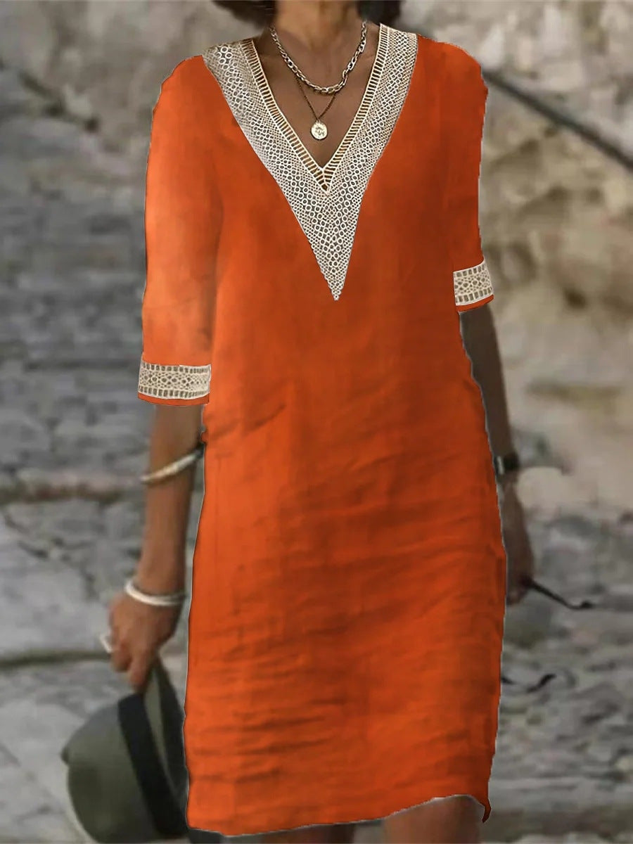 FLOWING V-NECK DRESS FOR WOMEN