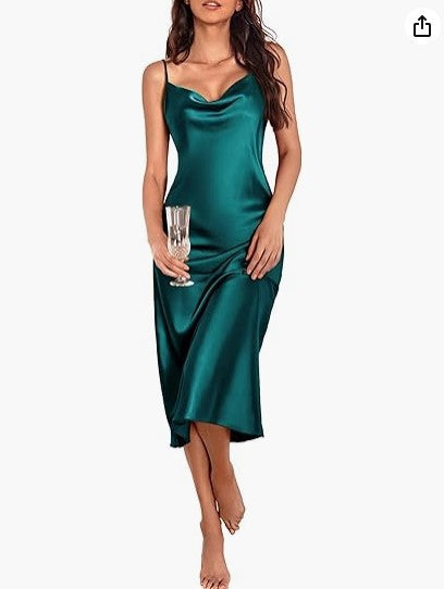 SATIN MIDI DRESS FOR WOMEN