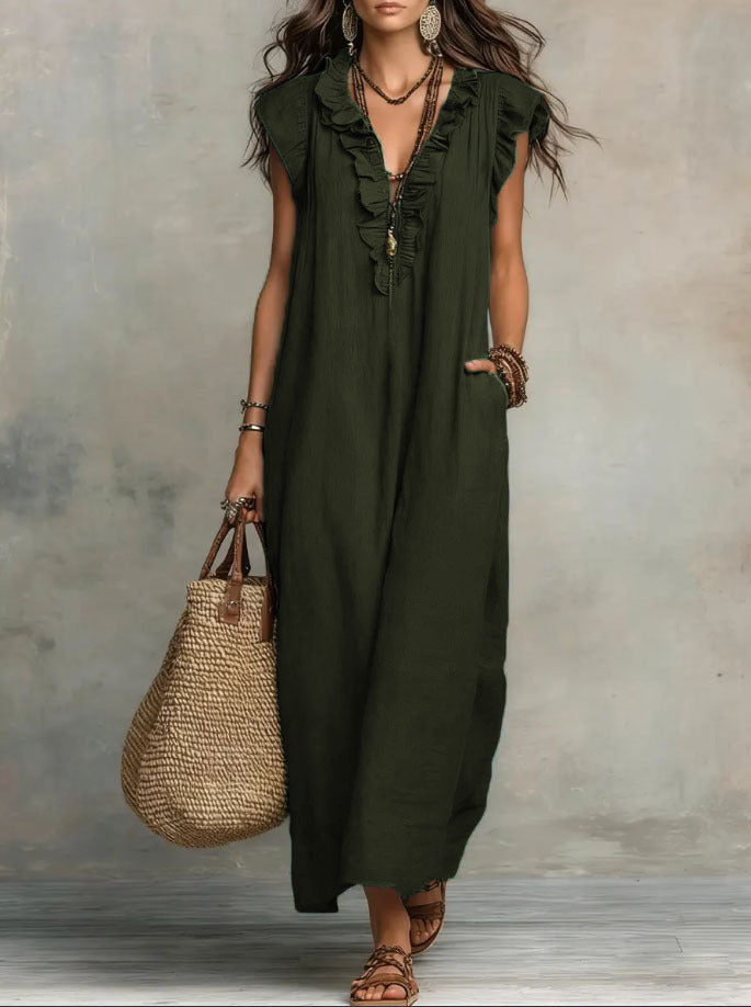 FLOWING LINEN DRESS FOR WOMEN