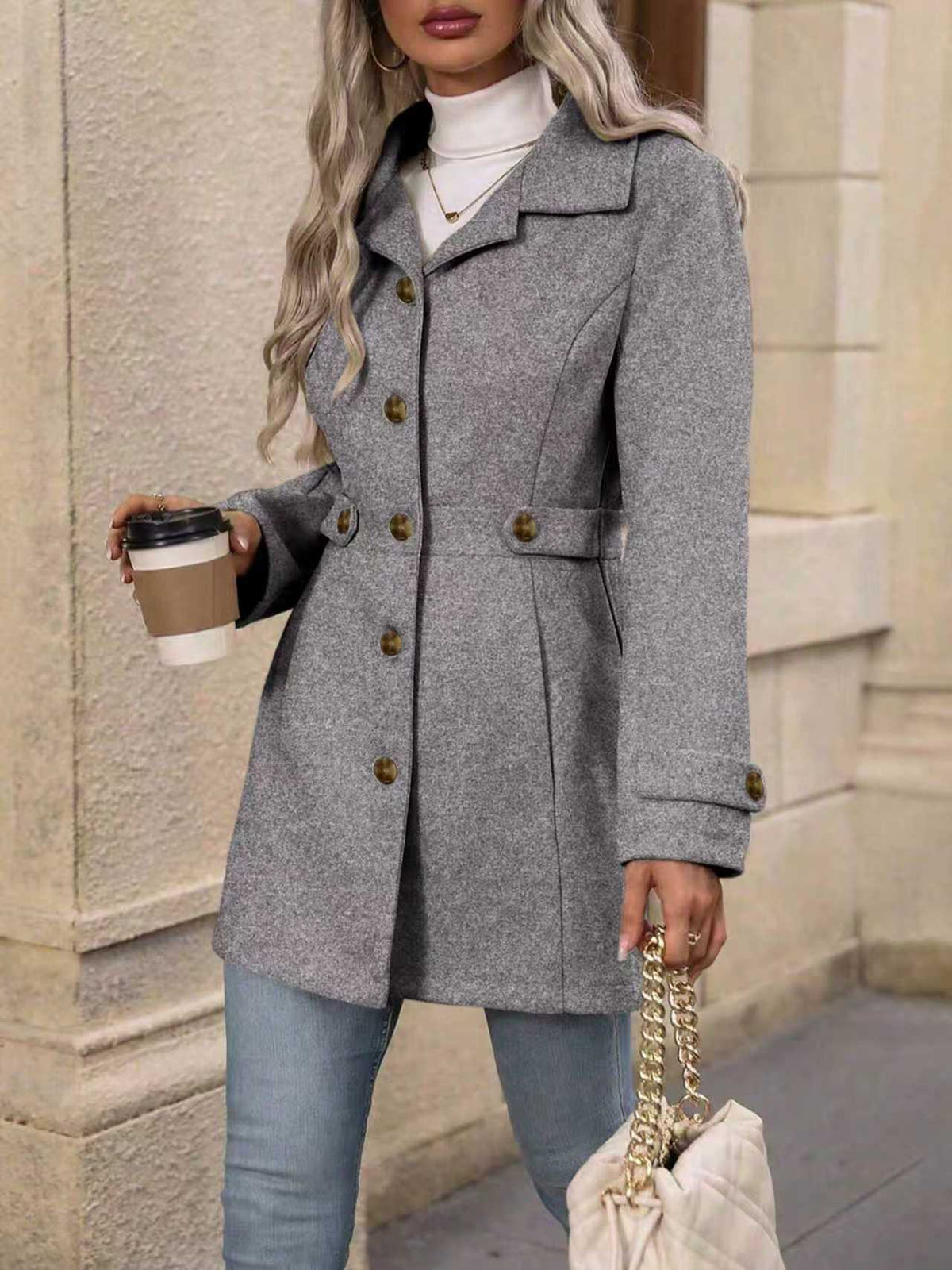 BELTED FITTED TRENCH COAT FOR WOMEN