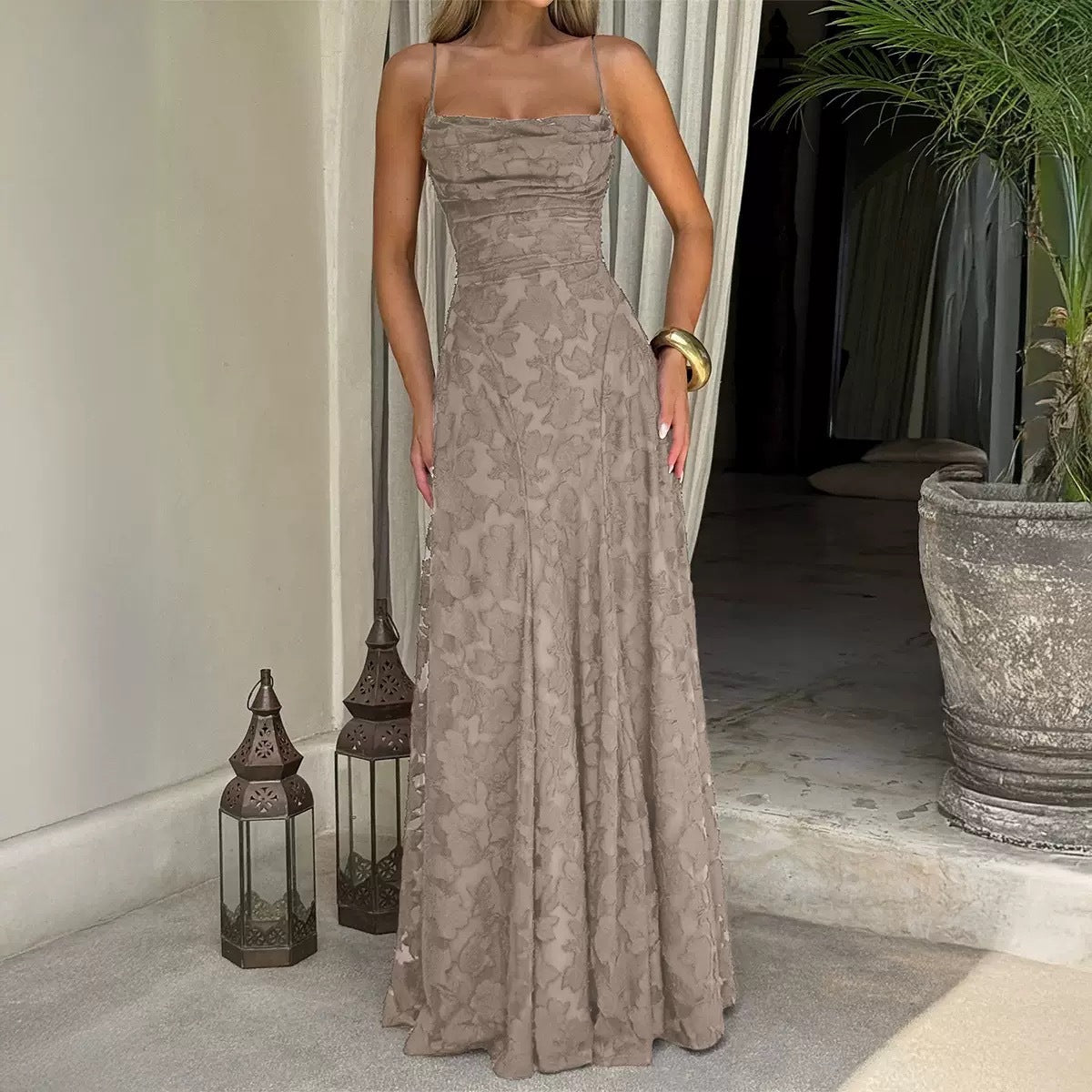 FLORAL COWL MAXI DRESS FOR WOMEN