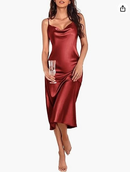 SATIN MIDI DRESS FOR WOMEN