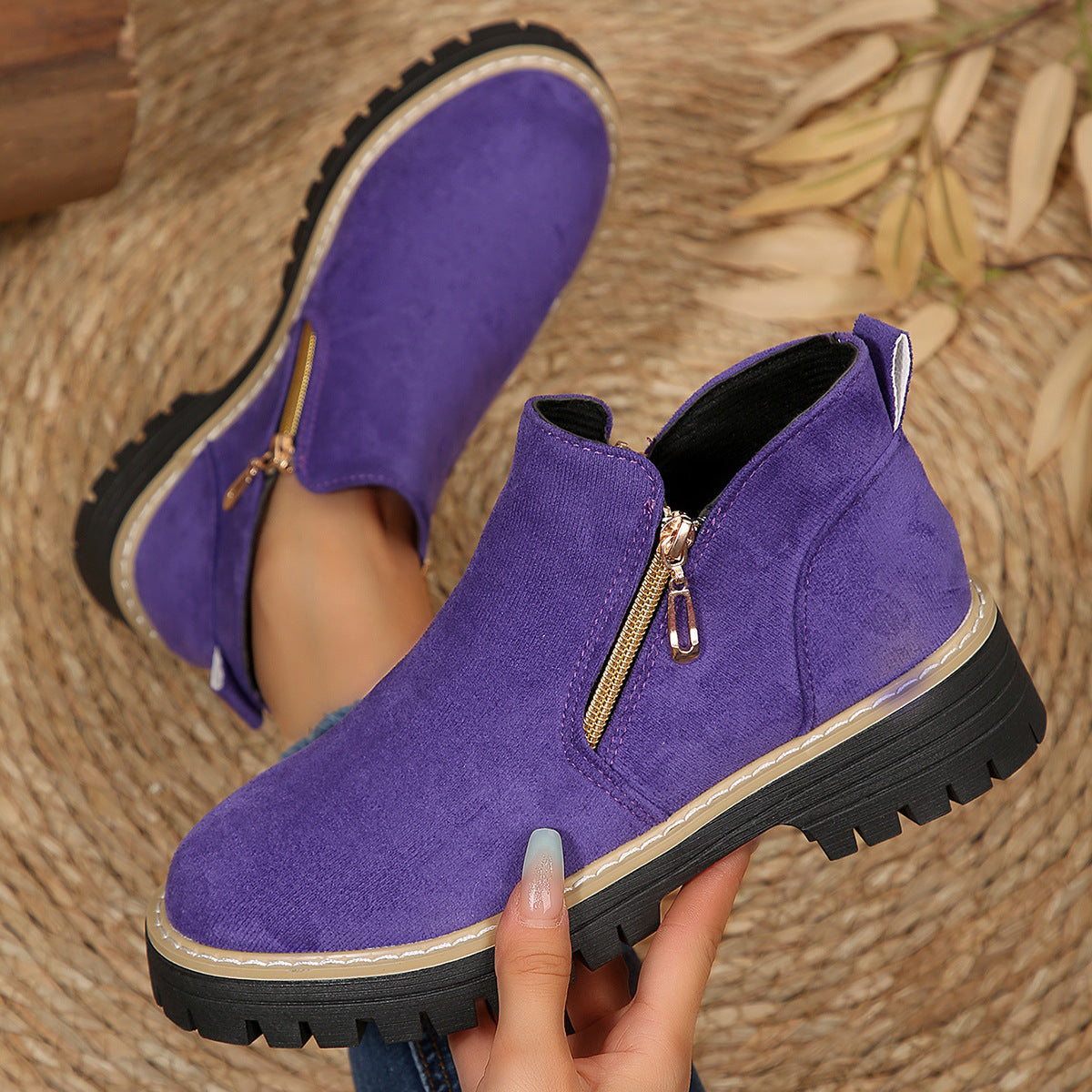 DOUBLE-ZIP ANKLE BOOTS FOR WOMEN