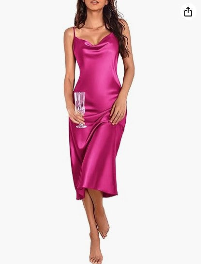 SATIN MIDI DRESS FOR WOMEN