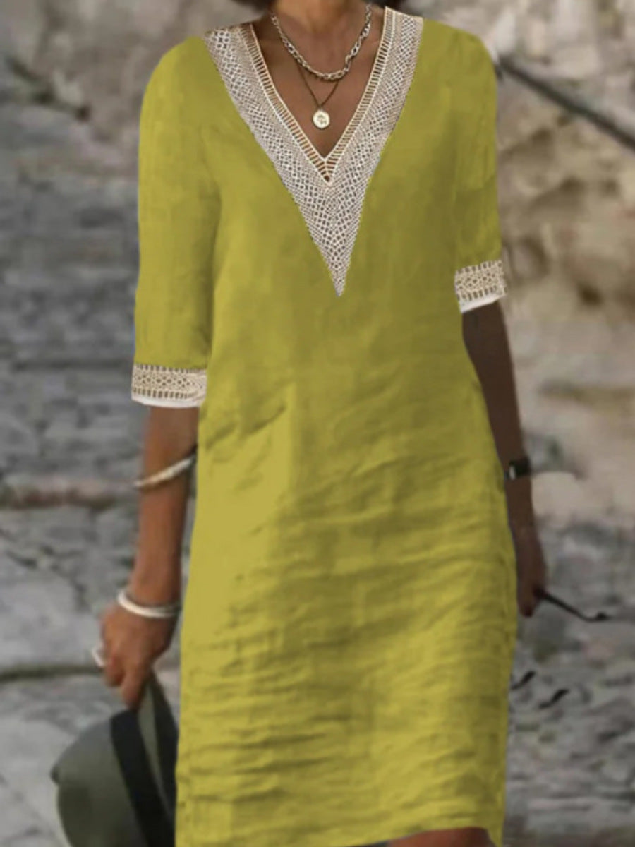 FLOWING V-NECK DRESS FOR WOMEN