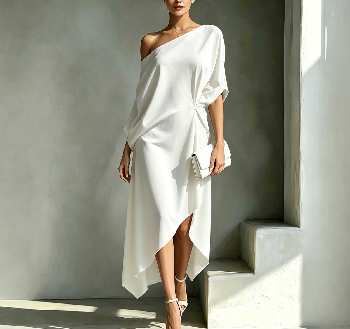ASYMMETRIC FLOWING DRESS FOR WOMEN