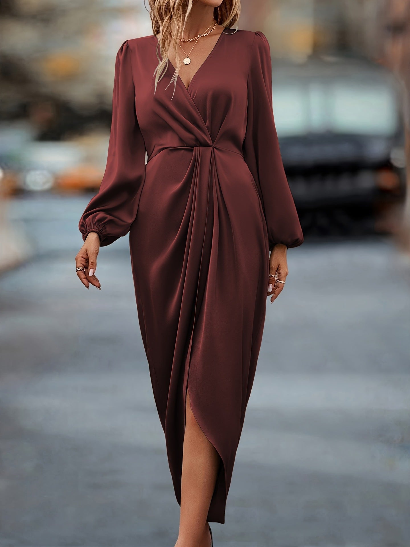 MIDI WRAP DRESS FOR WOMEN
