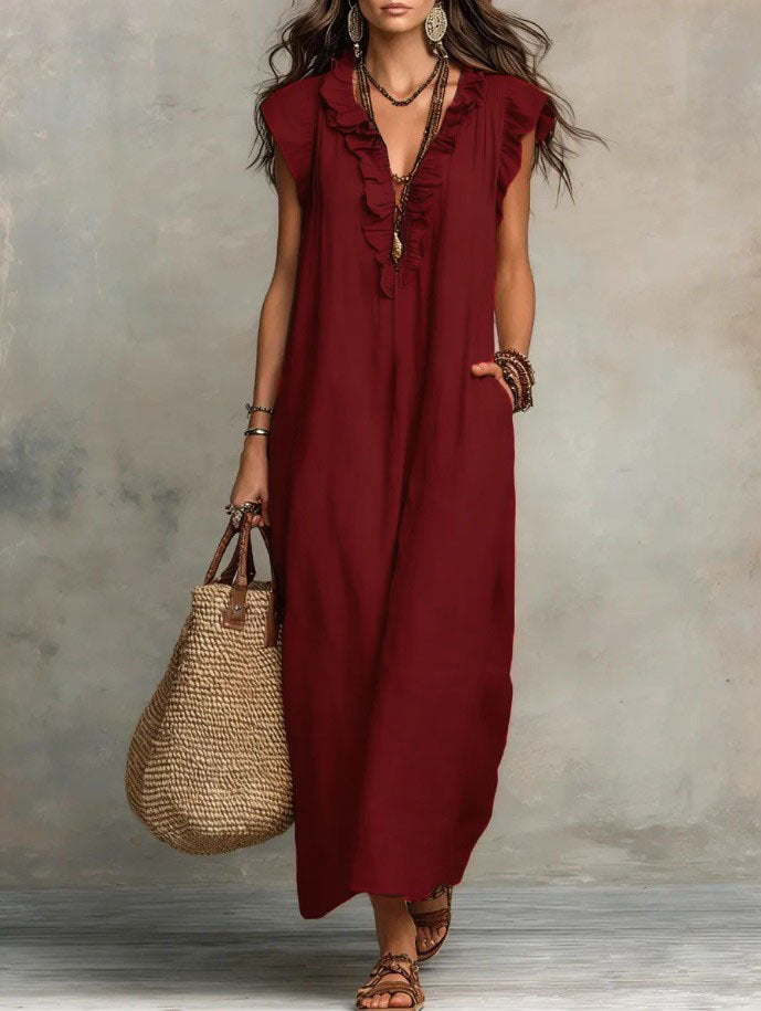 FLOWING LINEN DRESS FOR WOMEN