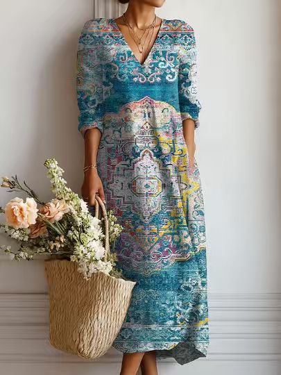 ABSTRACT PRINT DRESS FOR WOMEN