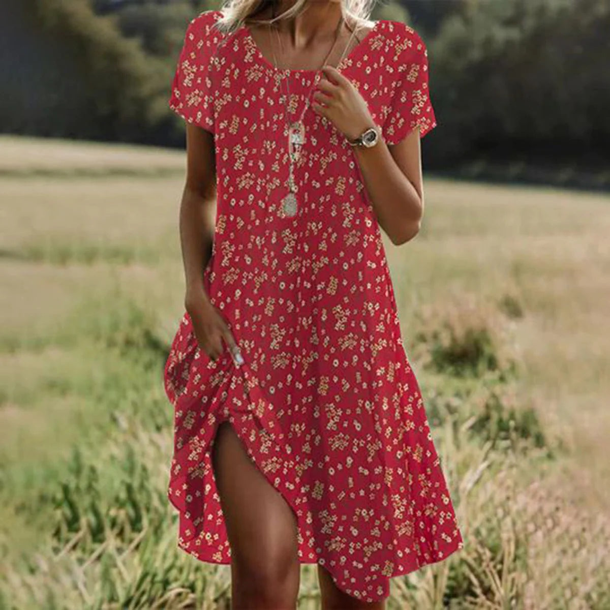 FLOWING MIDI DRESS FOR WOMEN
