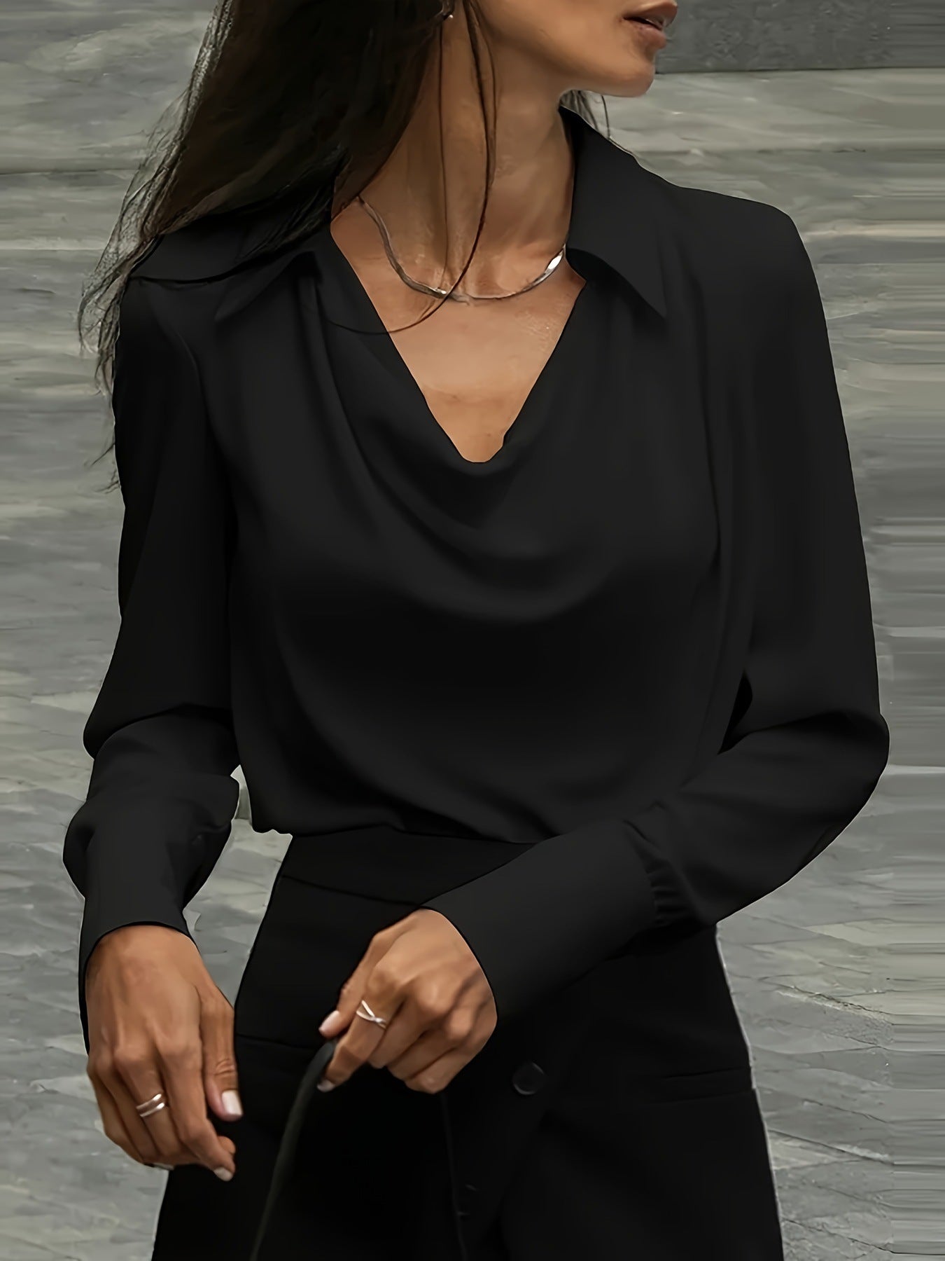 COWL NECK SATIN BLOUSE FOR WOMEN