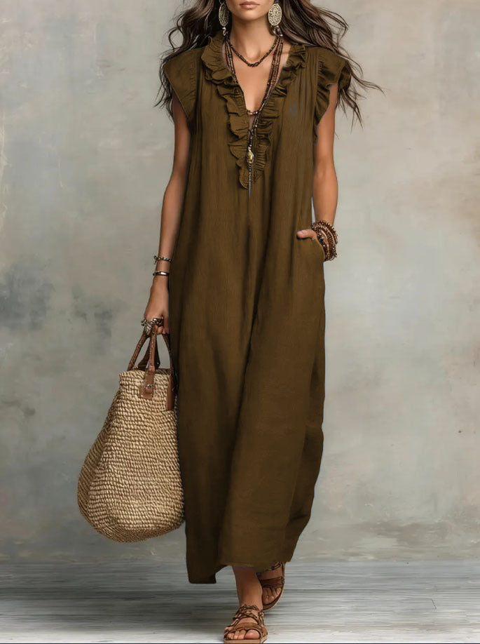 FLOWING LINEN DRESS FOR WOMEN