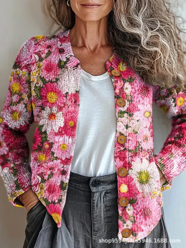 EMBROIDERED PATCHWORK CARDIGAN FOR WOMEN