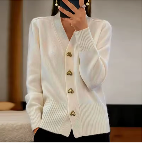 HEART BUTTON CARDIGAN FOR WOMEN