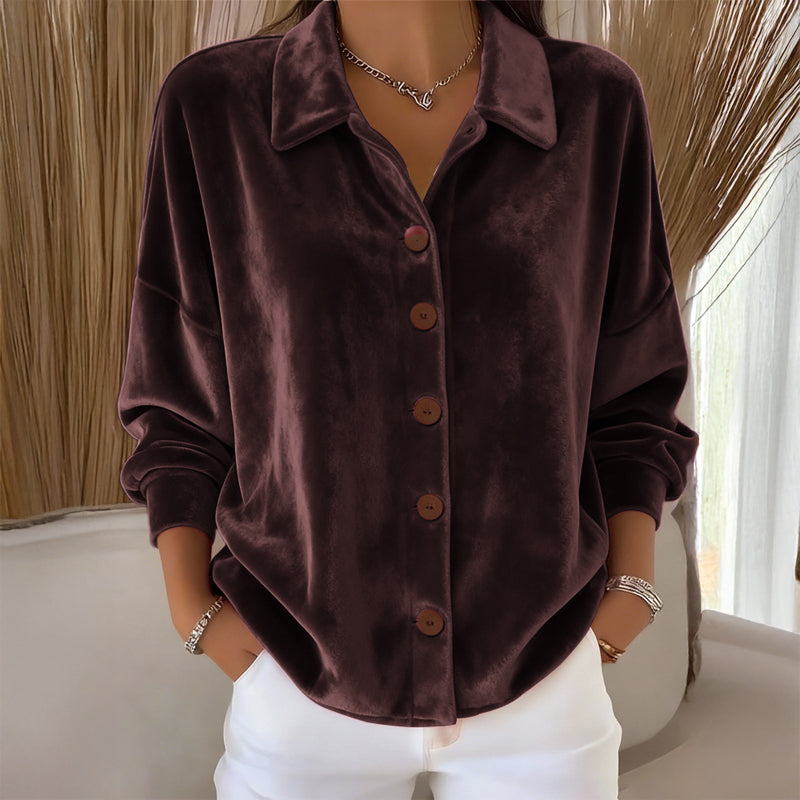 BUTTONED LONG-SLEEVE TOP FOR WOMEN