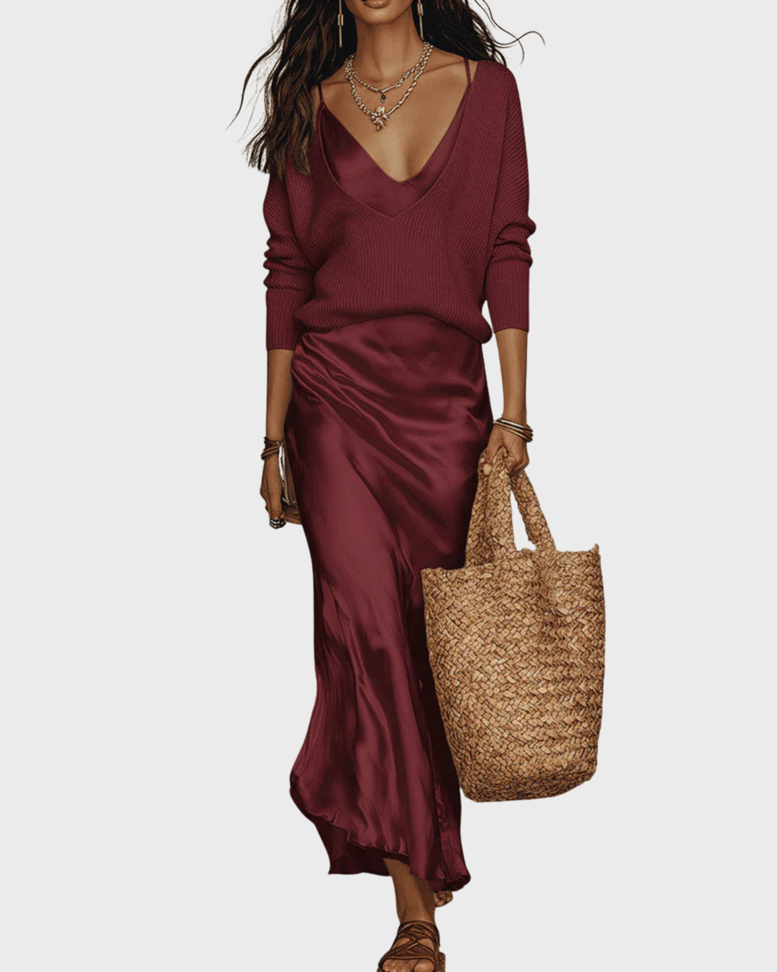 SATIN BLOUSE DRESS FOR WOMEN
