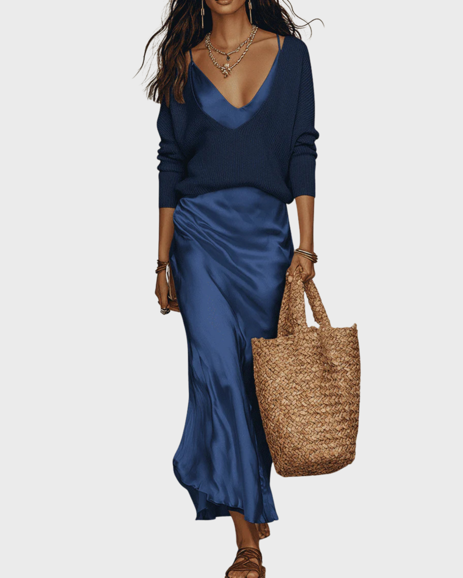 SATIN BLOUSE DRESS FOR WOMEN