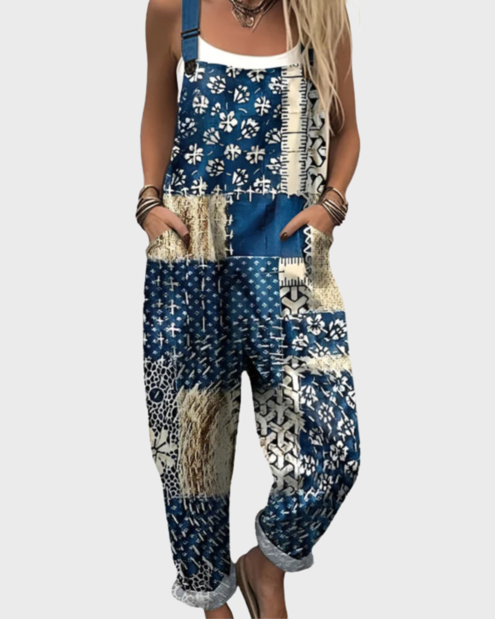 FLORAL WIDE LEG OVERALLS FOR WOMEN