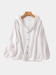 RELAXED LINEN HOODIE FOR WOMEN