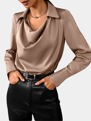 COWL NECK SATIN BLOUSE FOR WOMEN
