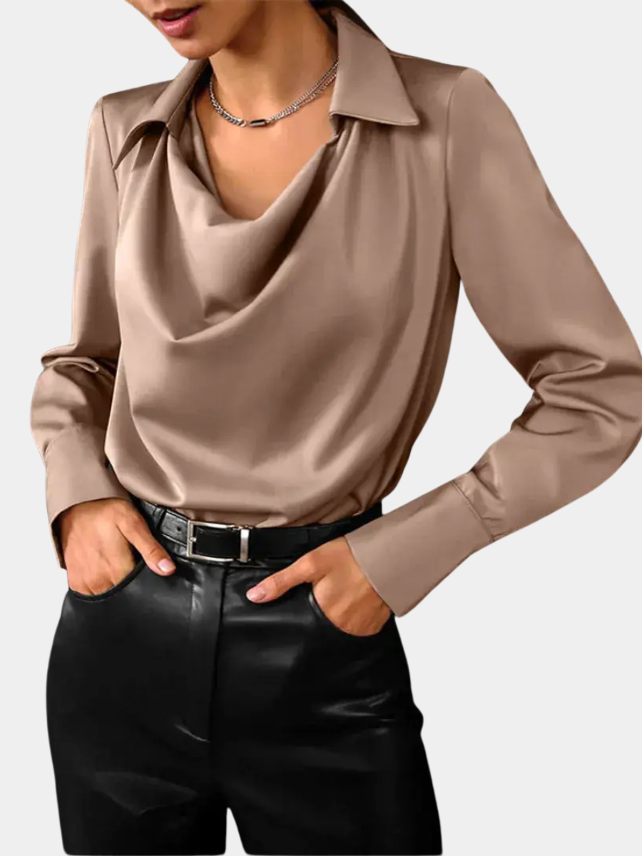 COWL NECK SATIN BLOUSE FOR WOMEN