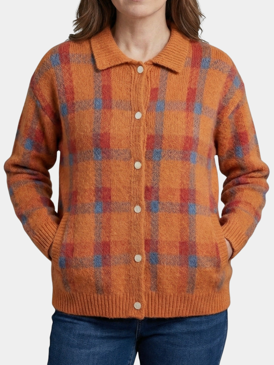 CHECK KNIT SWEATER FOR WOMEN