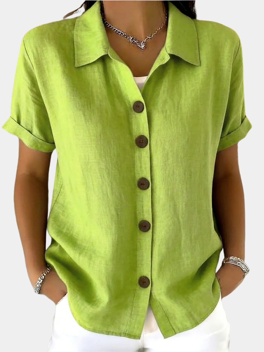 BUTTON COTTON BLOUSE FOR WOMEN
