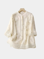 EMBROIDERED COTTON TOP FOR WOMEN