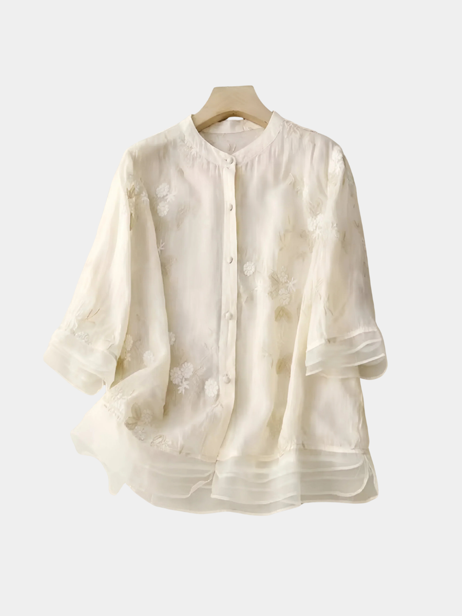 EMBROIDERED COTTON TOP FOR WOMEN