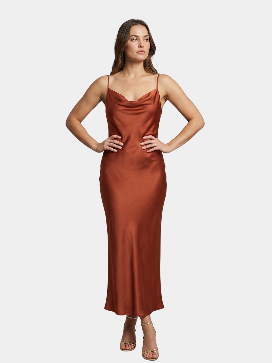 SATIN MIDI DRESS FOR WOMEN