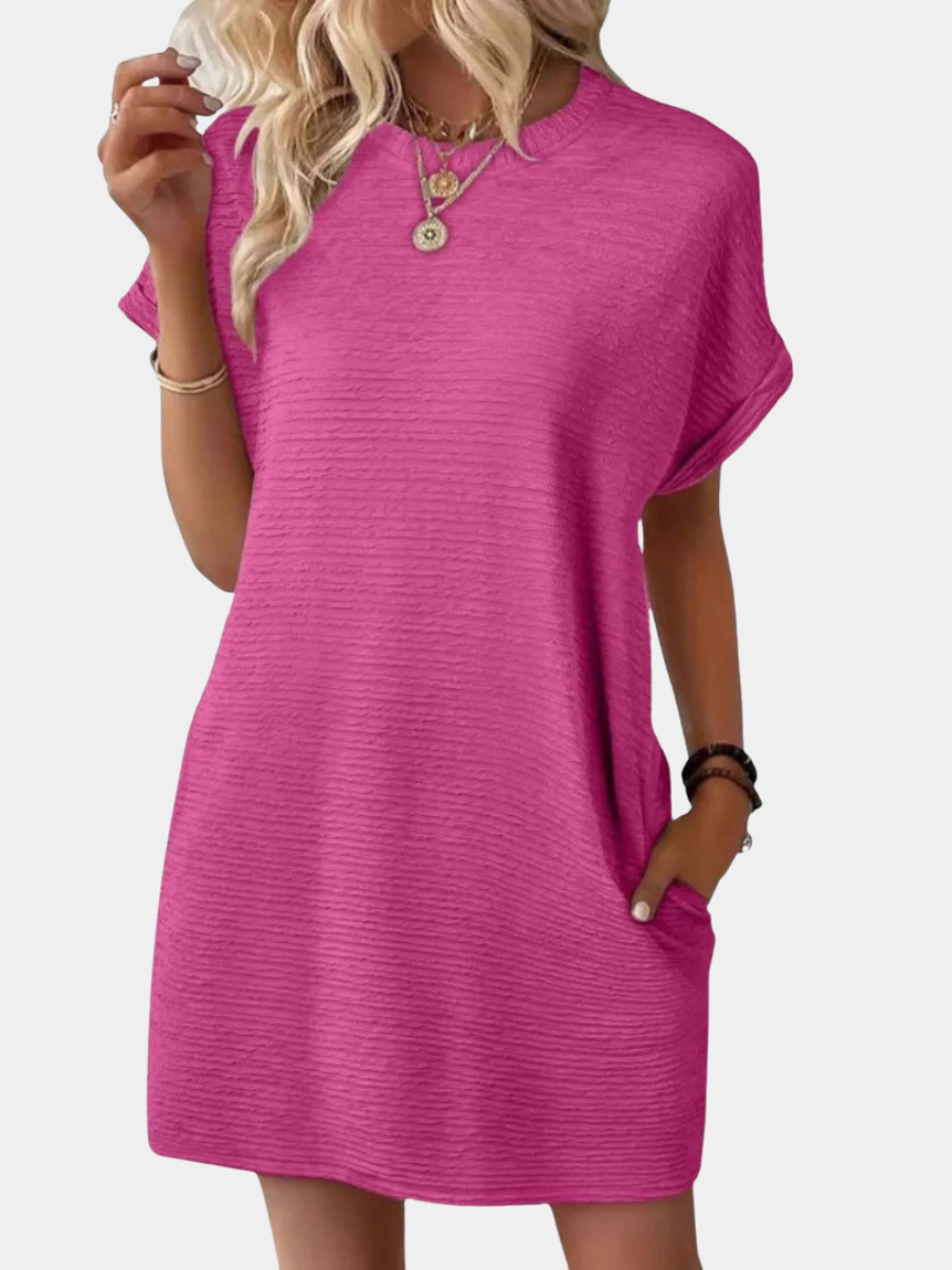 MINIMALIST ROUND NECK DRESS FOR WOMEN
