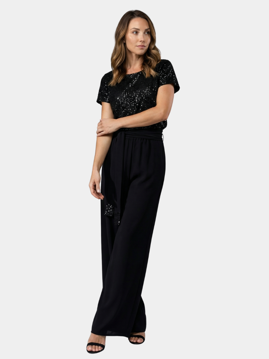 SEQUIN WIDE LEG JUMPSUIT FOR WOMEN