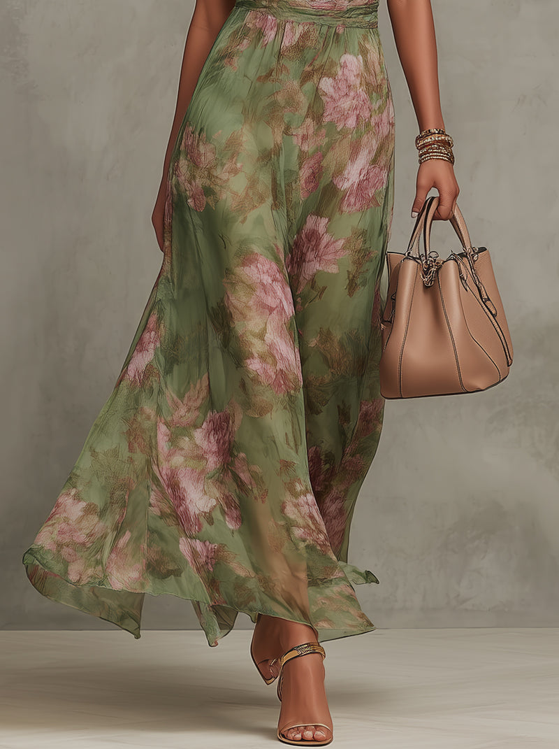 FLORAL HALTER DRESS FOR WOMEN