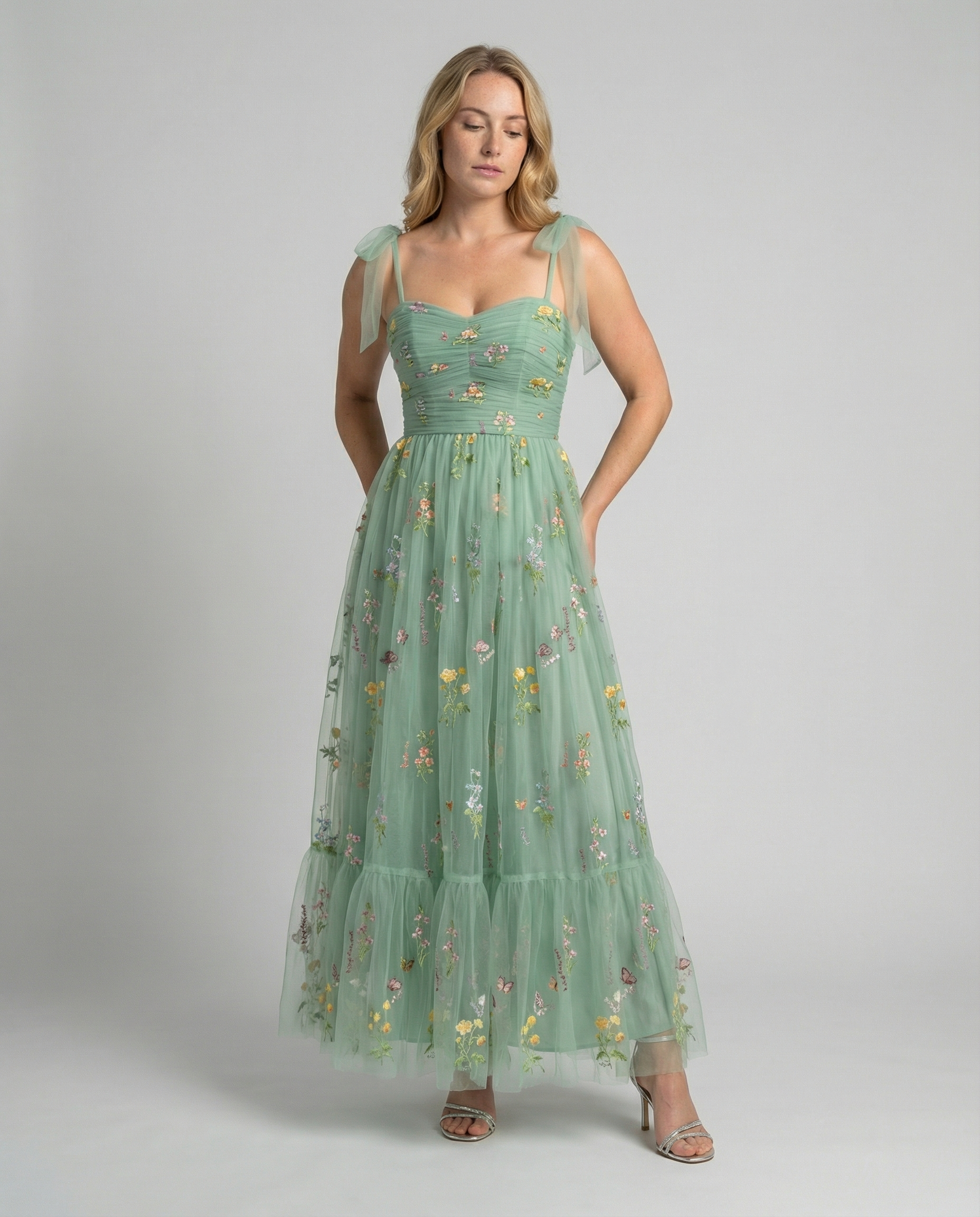 EMBROIDERED TULLE GOWN FOR WOMEN