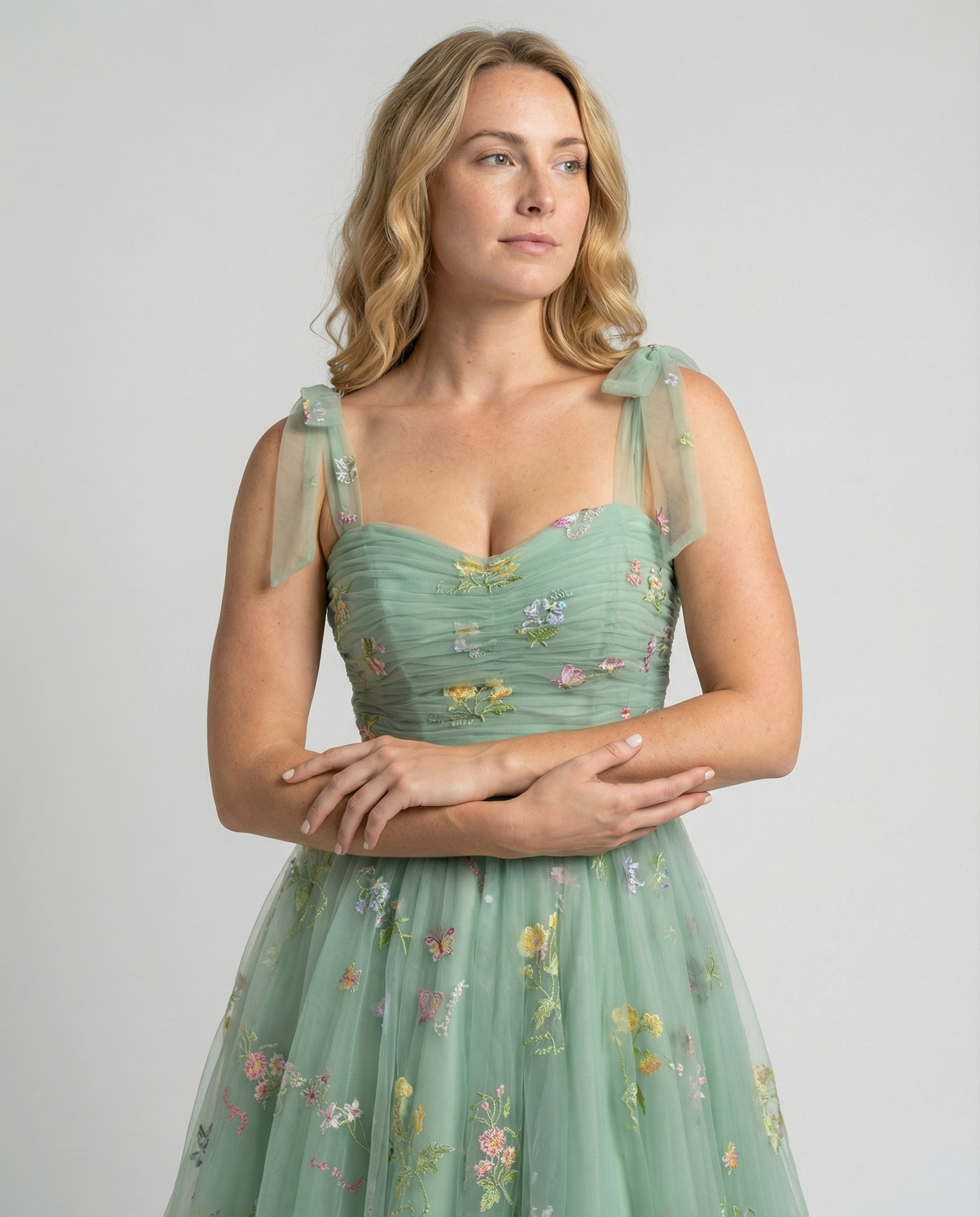 EMBROIDERED TULLE GOWN FOR WOMEN