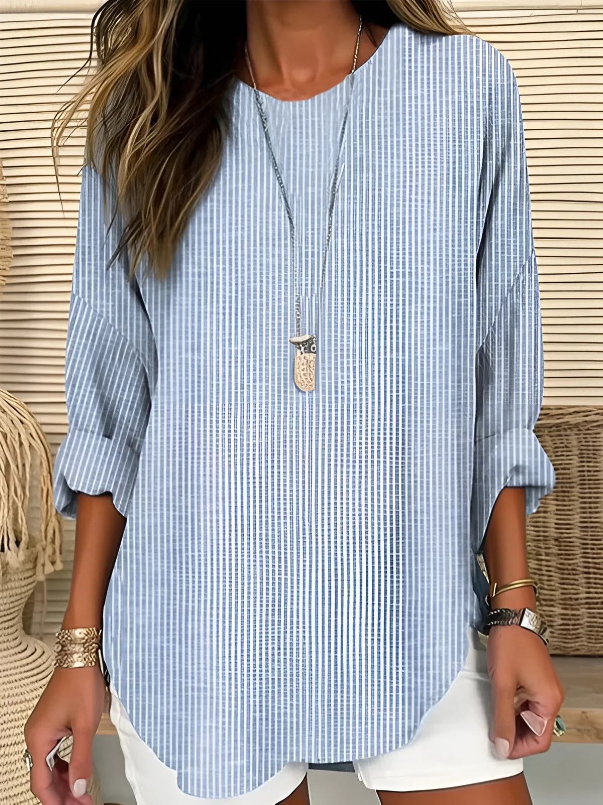 RELAXED STRIPED BLOUSE FOR WOMEN