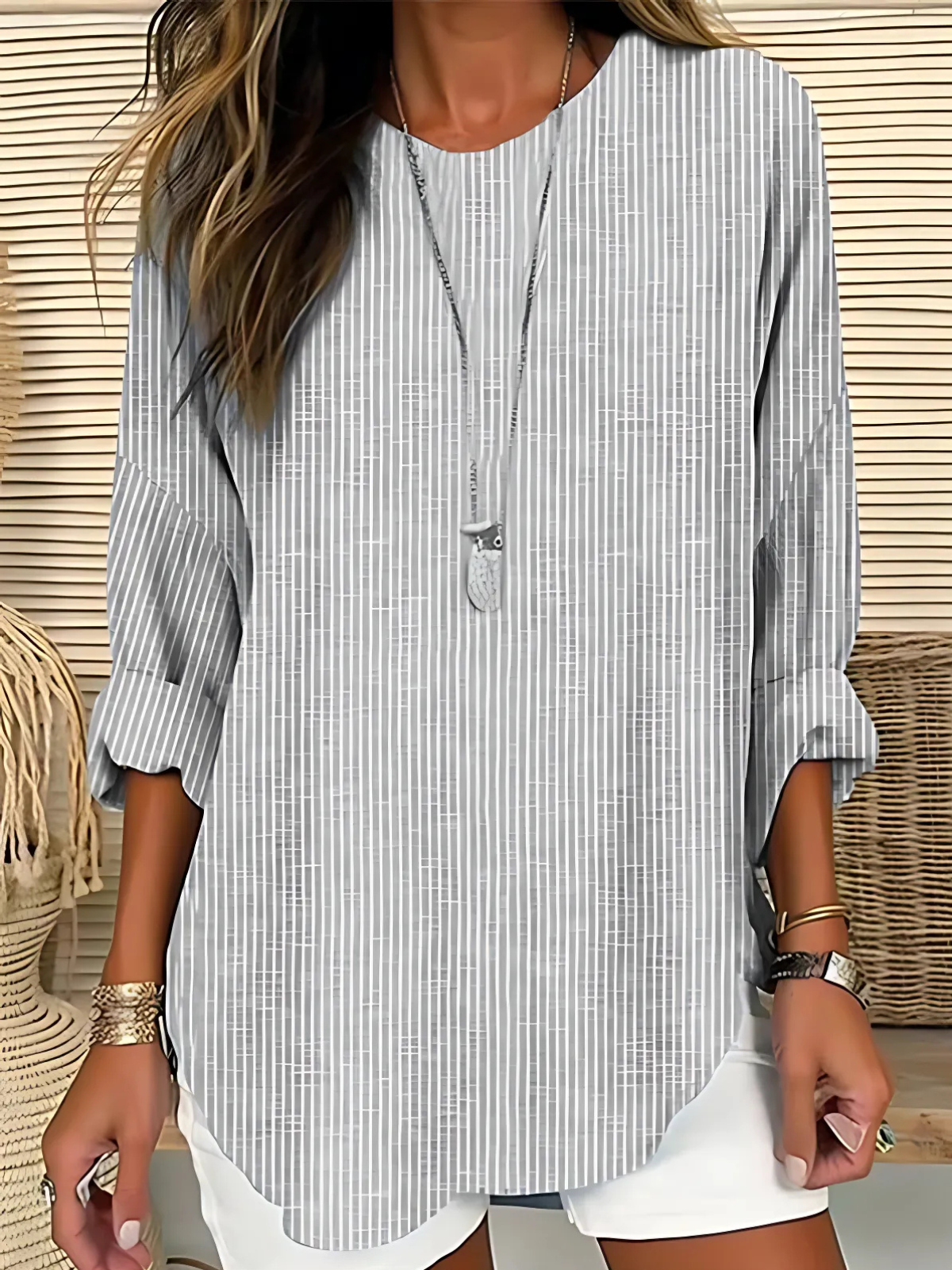 RELAXED STRIPED BLOUSE FOR WOMEN