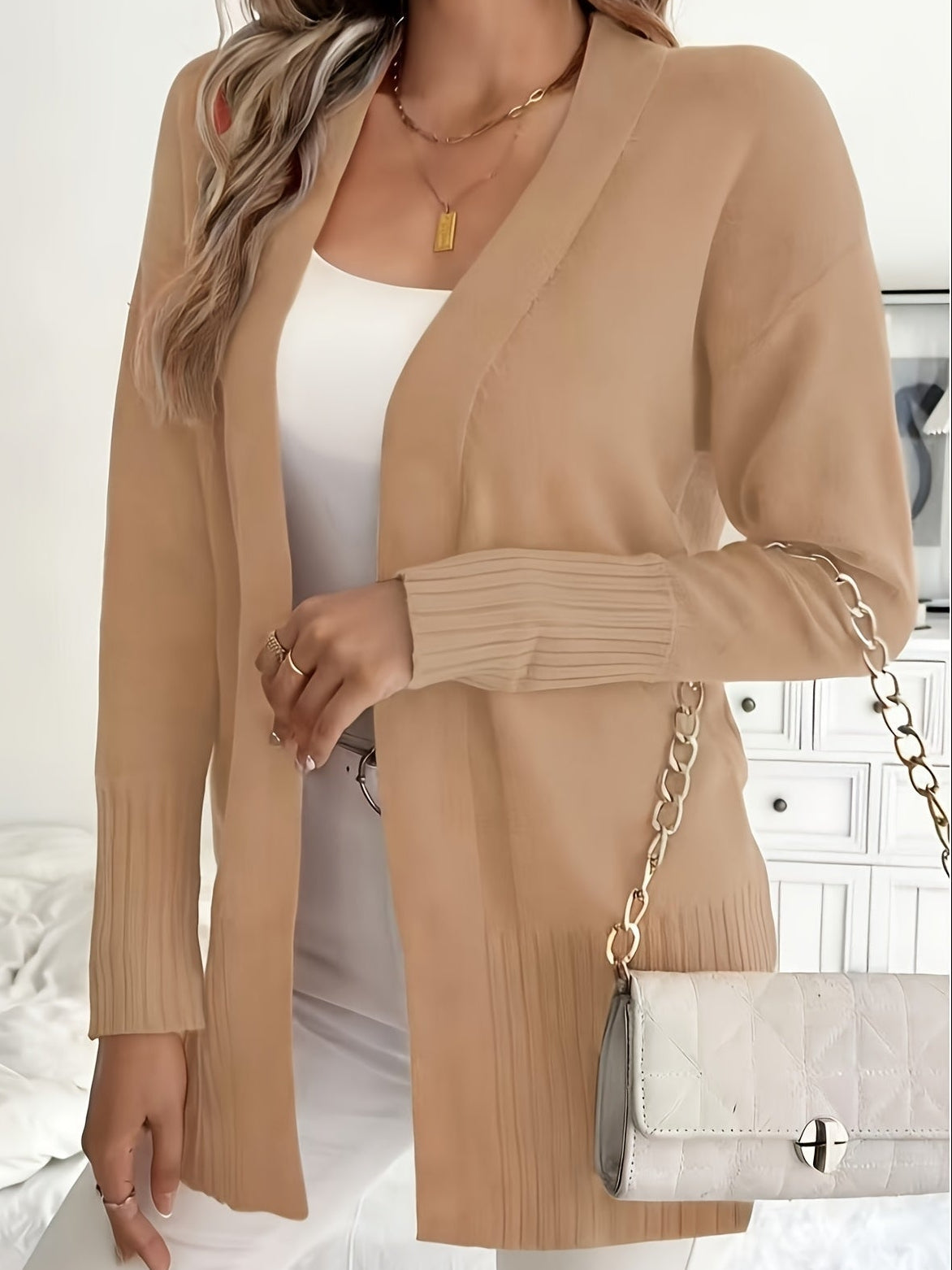 LONG V-NECK CARDIGAN FOR WOMEN