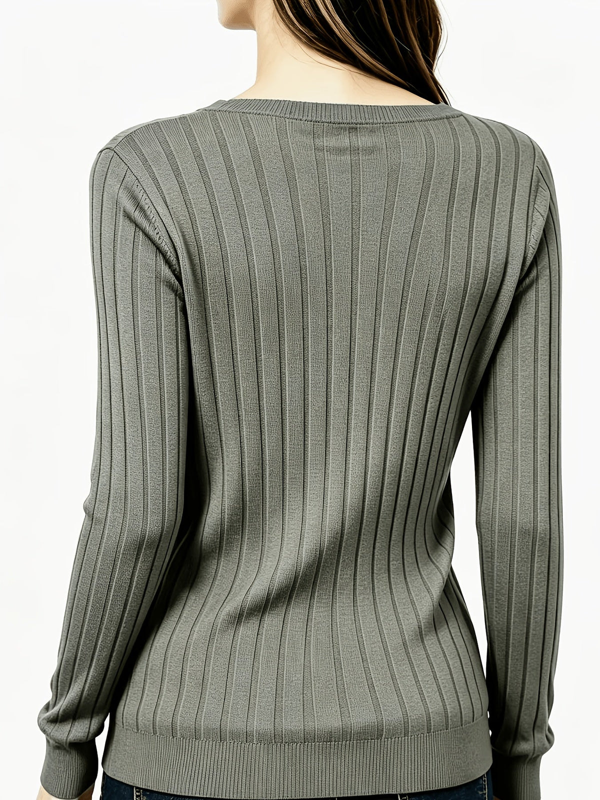 RIBBED V-NECK SWEATER FOR WOMEN