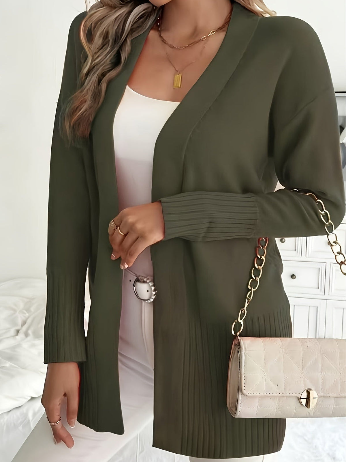 LONG V-NECK CARDIGAN FOR WOMEN