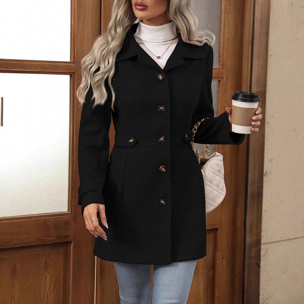 BELTED FITTED TRENCH COAT FOR WOMEN