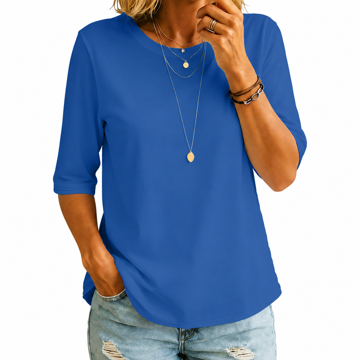 RELAXED MID-SLEEVE T-SHIRT FOR WOMEN